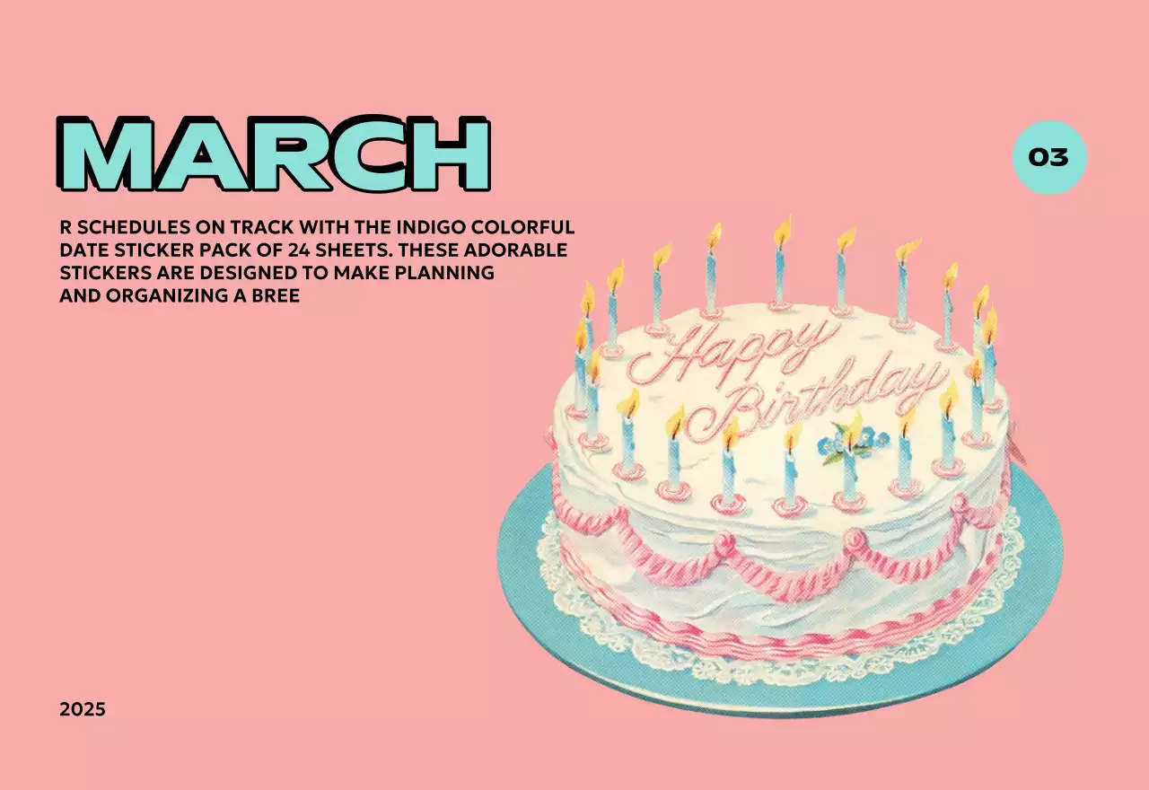 様々なレトロなイラストが描かれたカラフルなカレンダーカレンダー