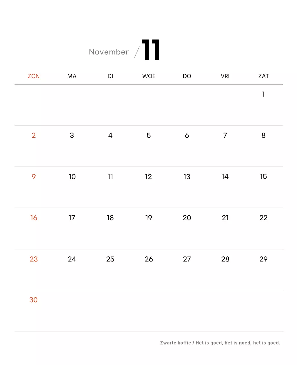 Eenvoudige bureaukalender met koffiefoto's voor cafés in witte tinten