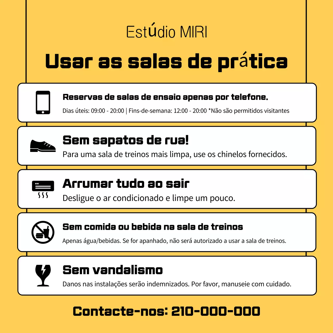 Guia simples amarelo para salas de ensaio