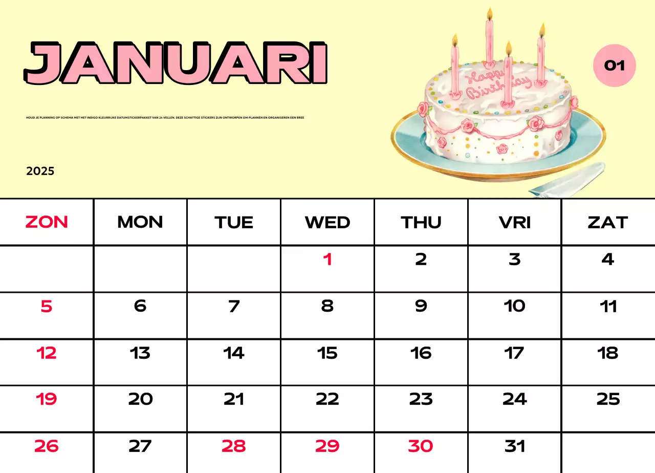 Kleurrijke kalenders met verschillende retro-illustraties