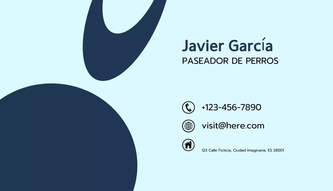 tarjeta de visita minimalista azul