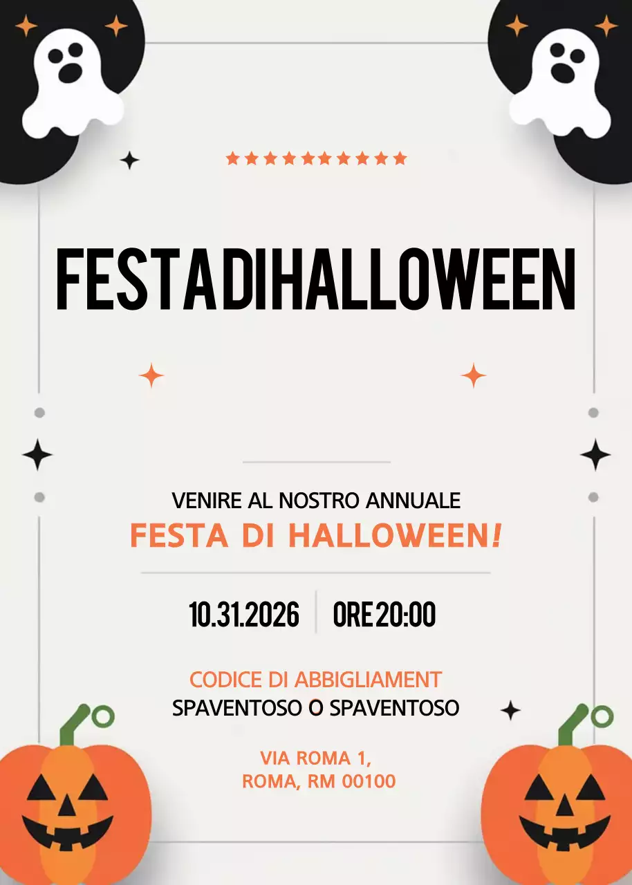 Invito di Halloween arancione retrò