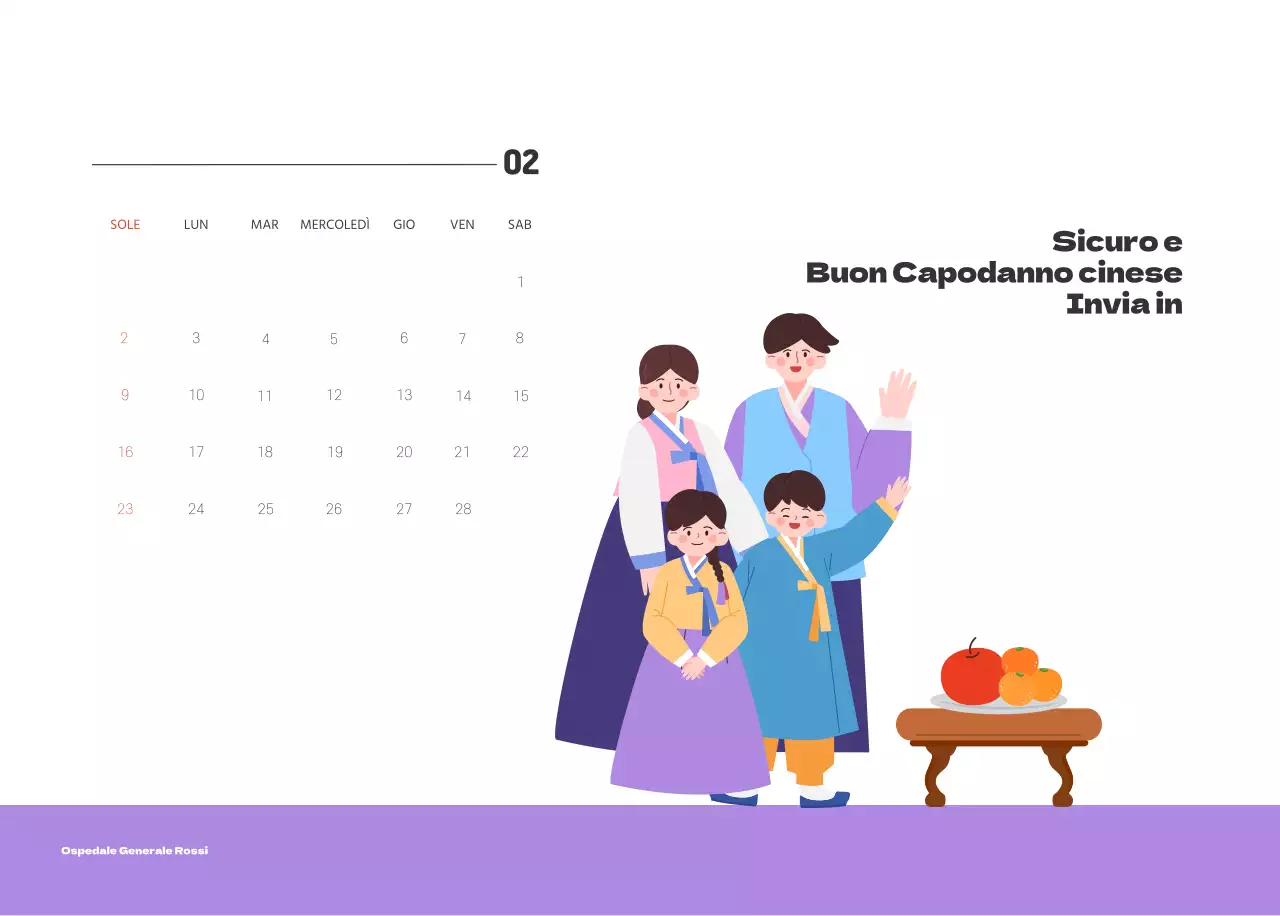 Un ospedale festivo con illustrazioni a tema salute e famiglia e accenti colorati