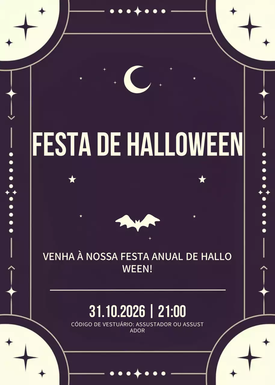 Convite de Halloween Preto Retro