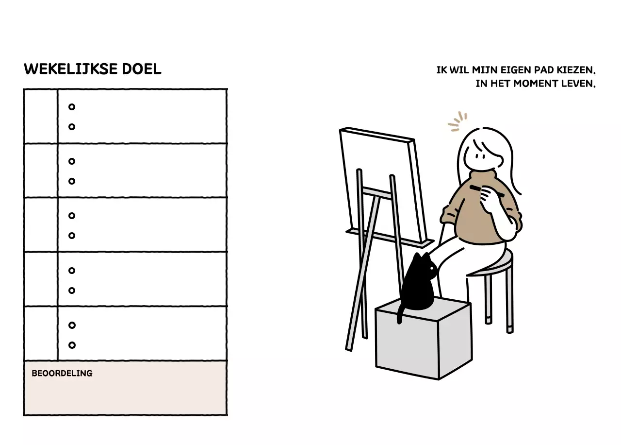 Geïllustreerde kalender met een mooie lijnstijl