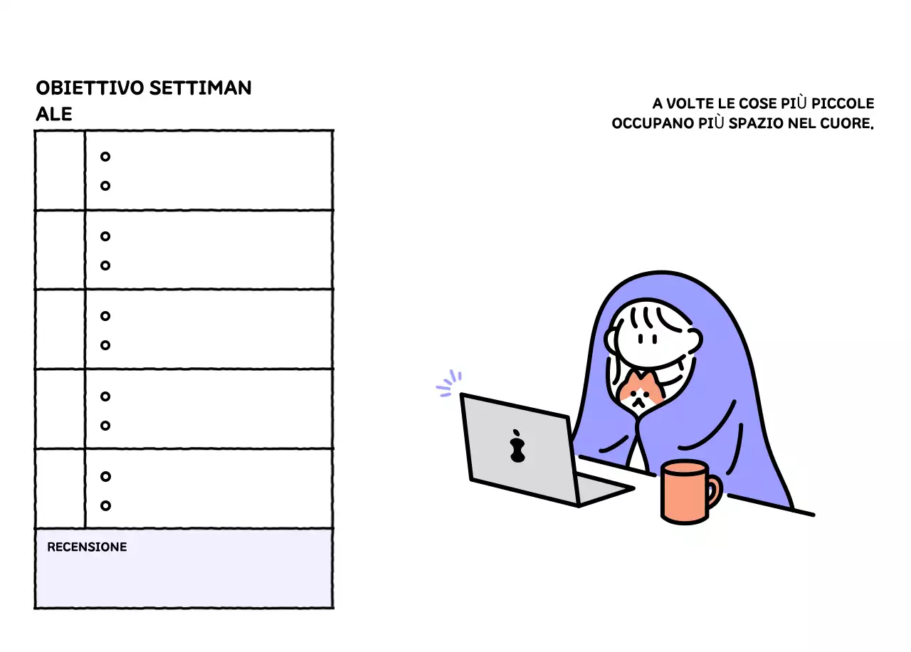 Calendario illustrato con un grazioso stile di linee