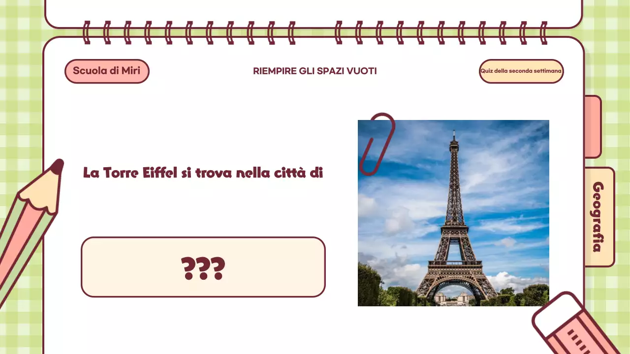 Presentazione in classe dell'ora di Quiz giocosi rosa