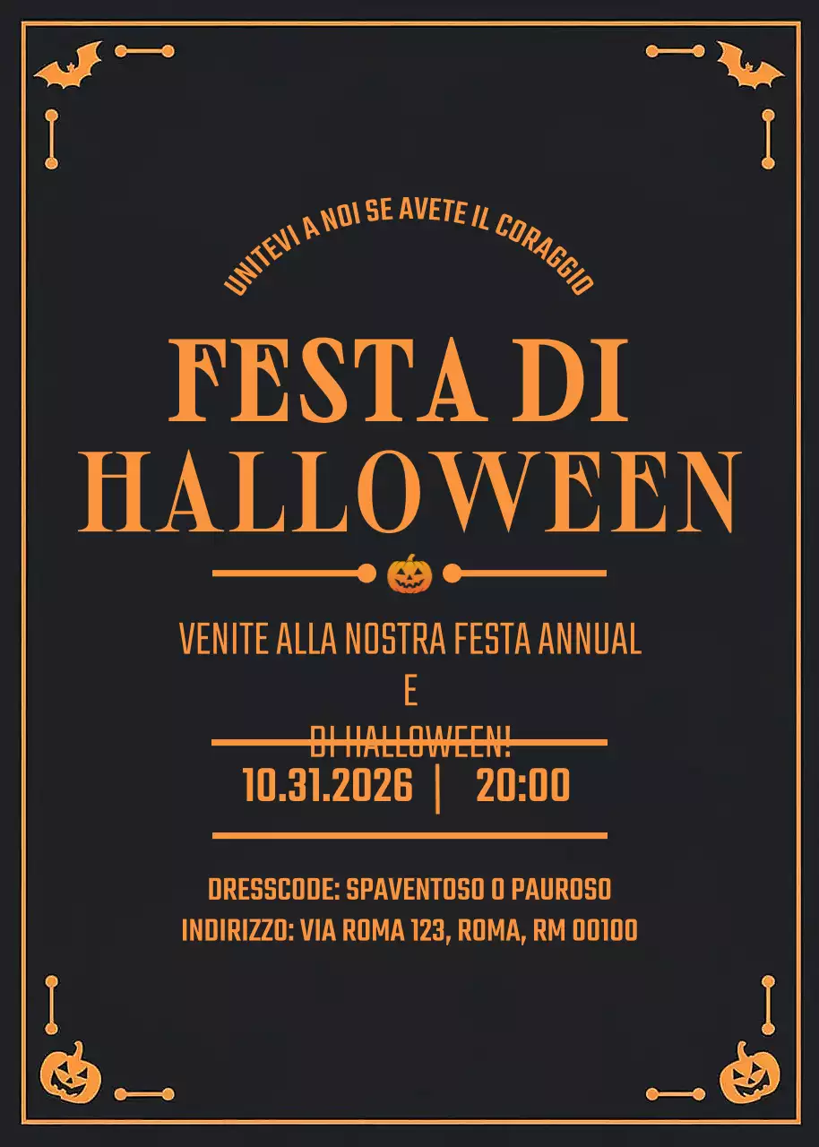 Invito di Halloween nero e spettrale