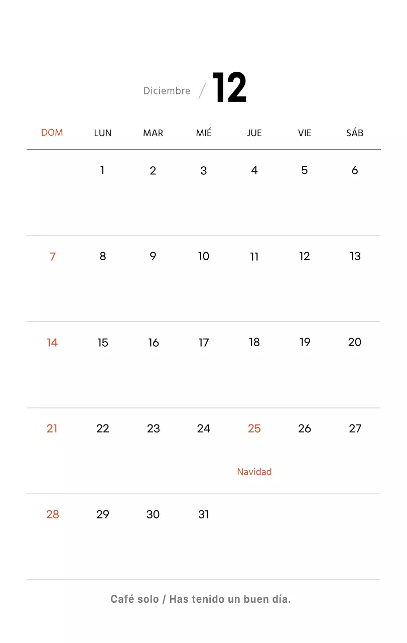 Sencillo calendario de sobremesa con fotos de cafés en tonos blancos