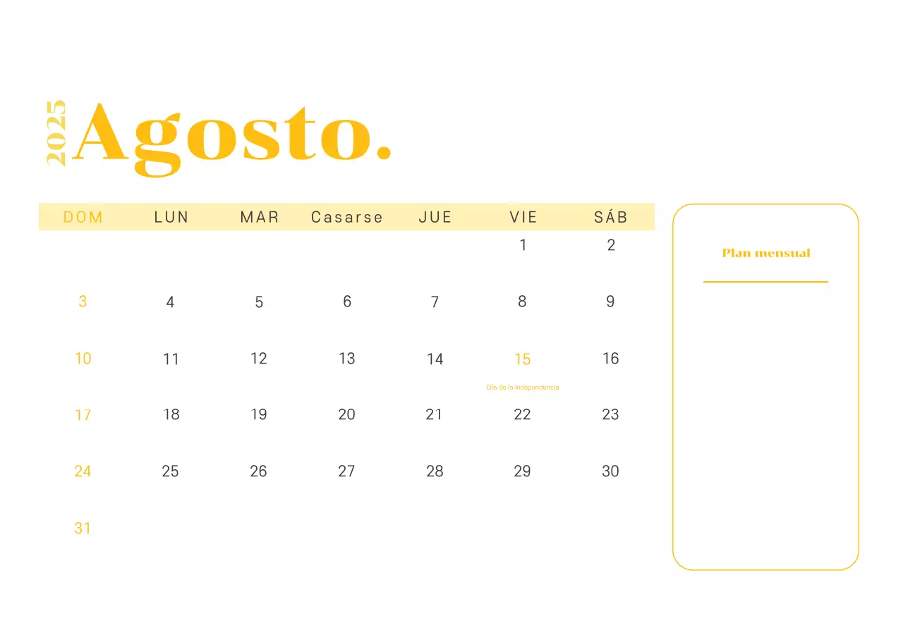 Calendario con ilustraciones juveniles sobre fondo amarillo verdoso