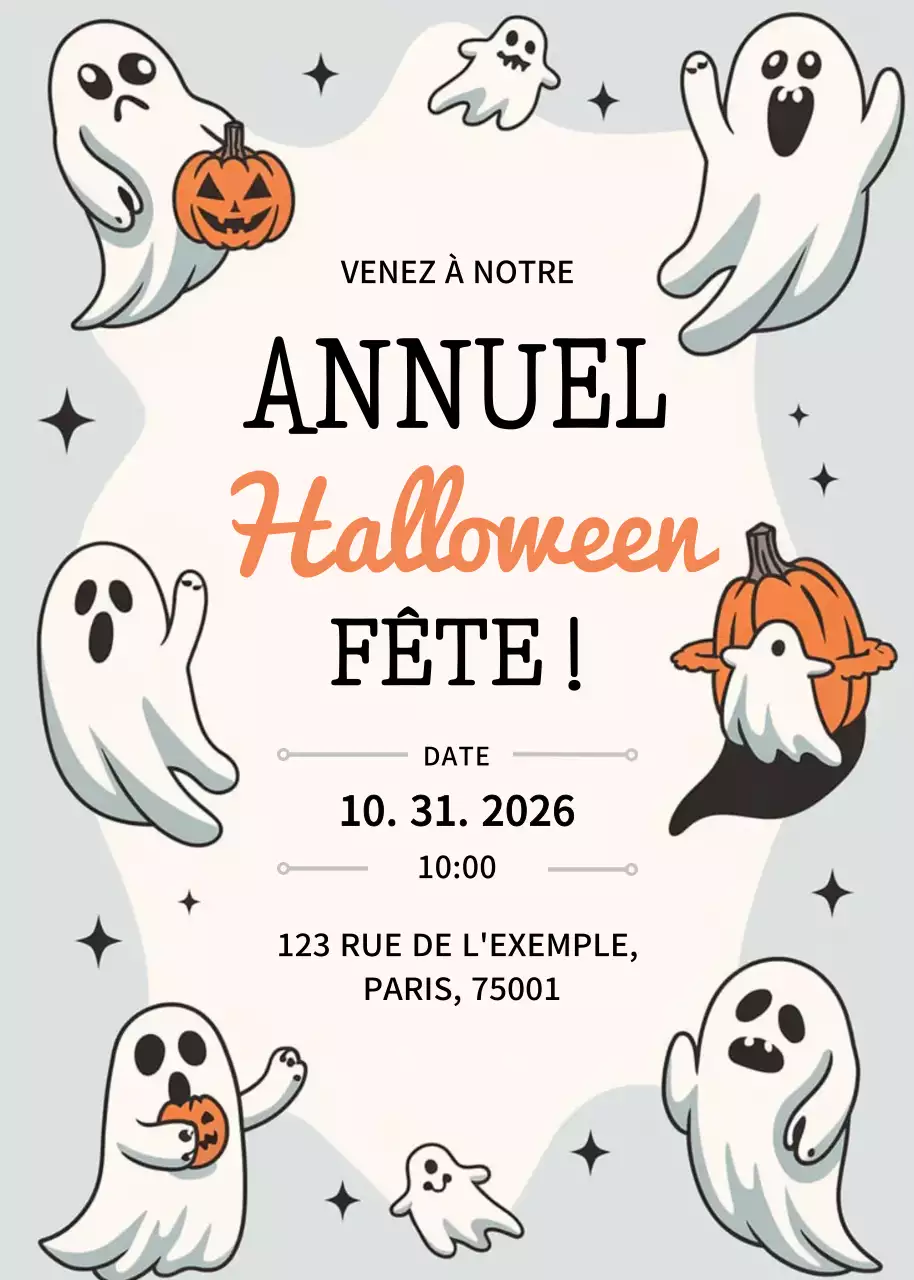Invitation rétro orange pour Halloween