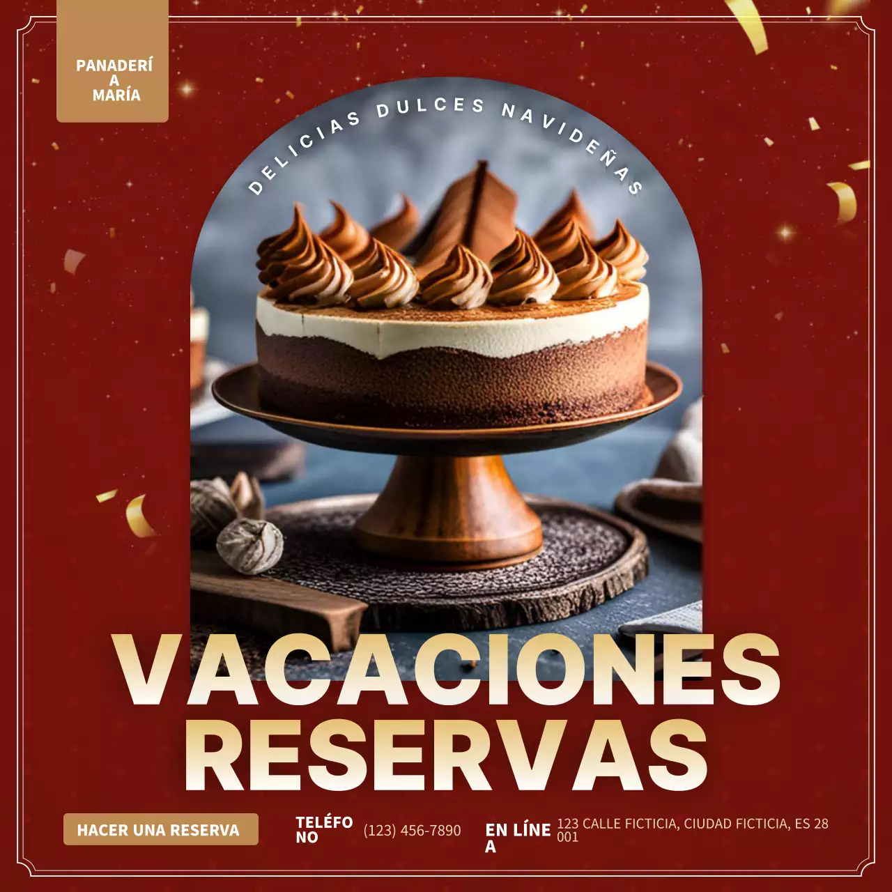 red elegant bakery promoción