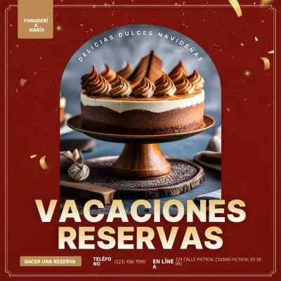 red elegant bakery promoción