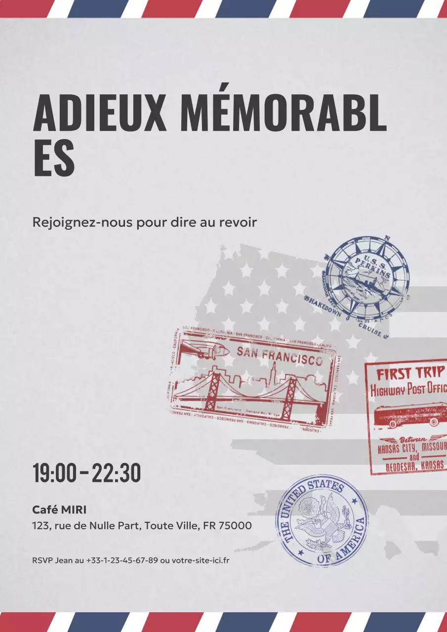 invitation d'adieu vintage grise