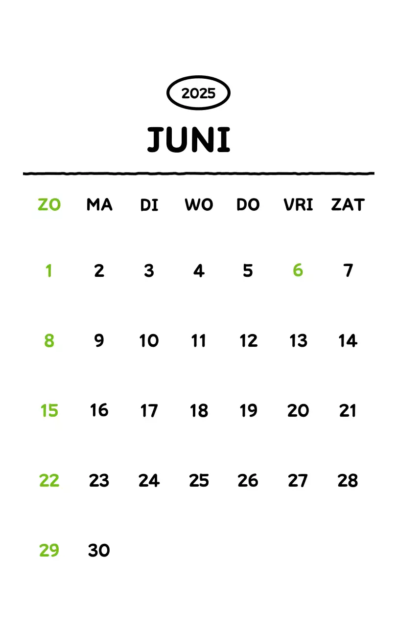 Geïllustreerde kalender met een mooie lijnstijl