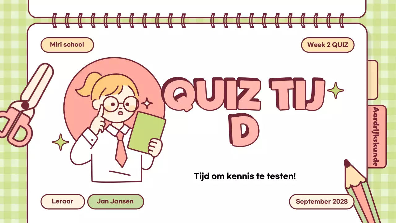 Roze Speelse Quiz Tijd Klas Presentatie