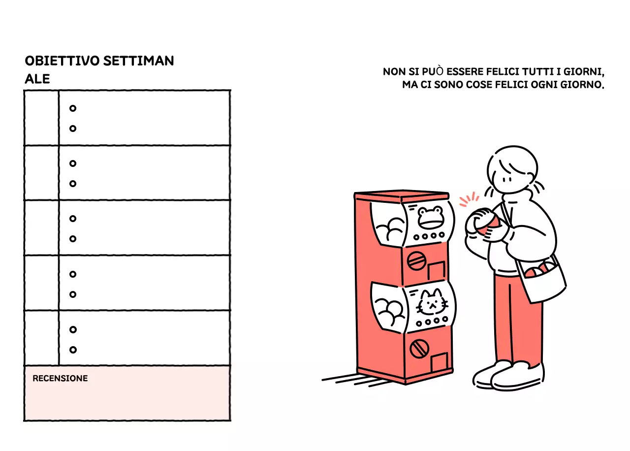 Calendario illustrato con un grazioso stile di linee