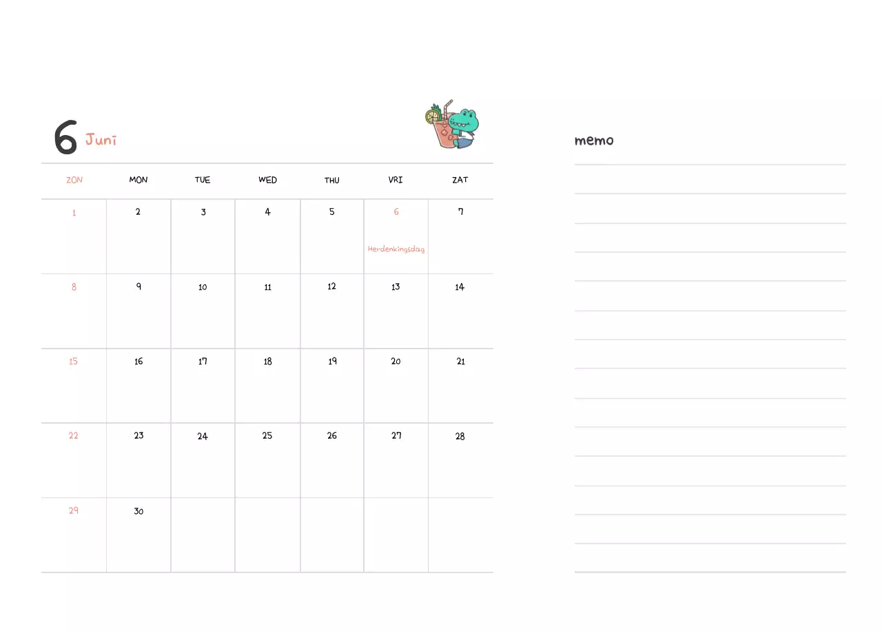 Een kalender met een schattig Ago-illustratieconcept