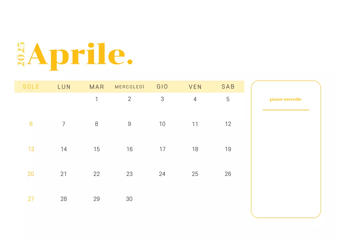 Calendario con illustrazioni giovanili su sfondo giallo-verde