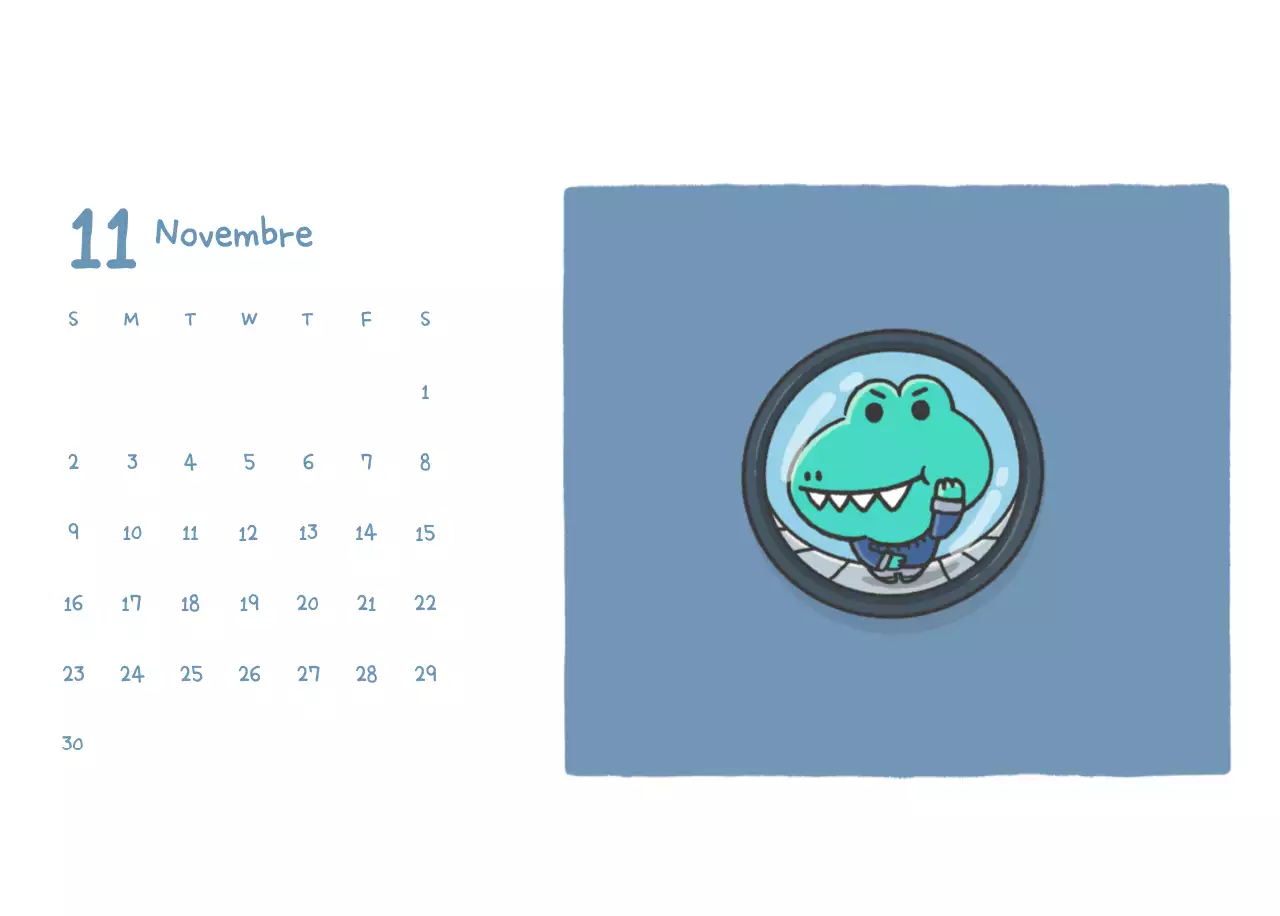 Un calendario con un simpatico concetto di illustrazione di Ago