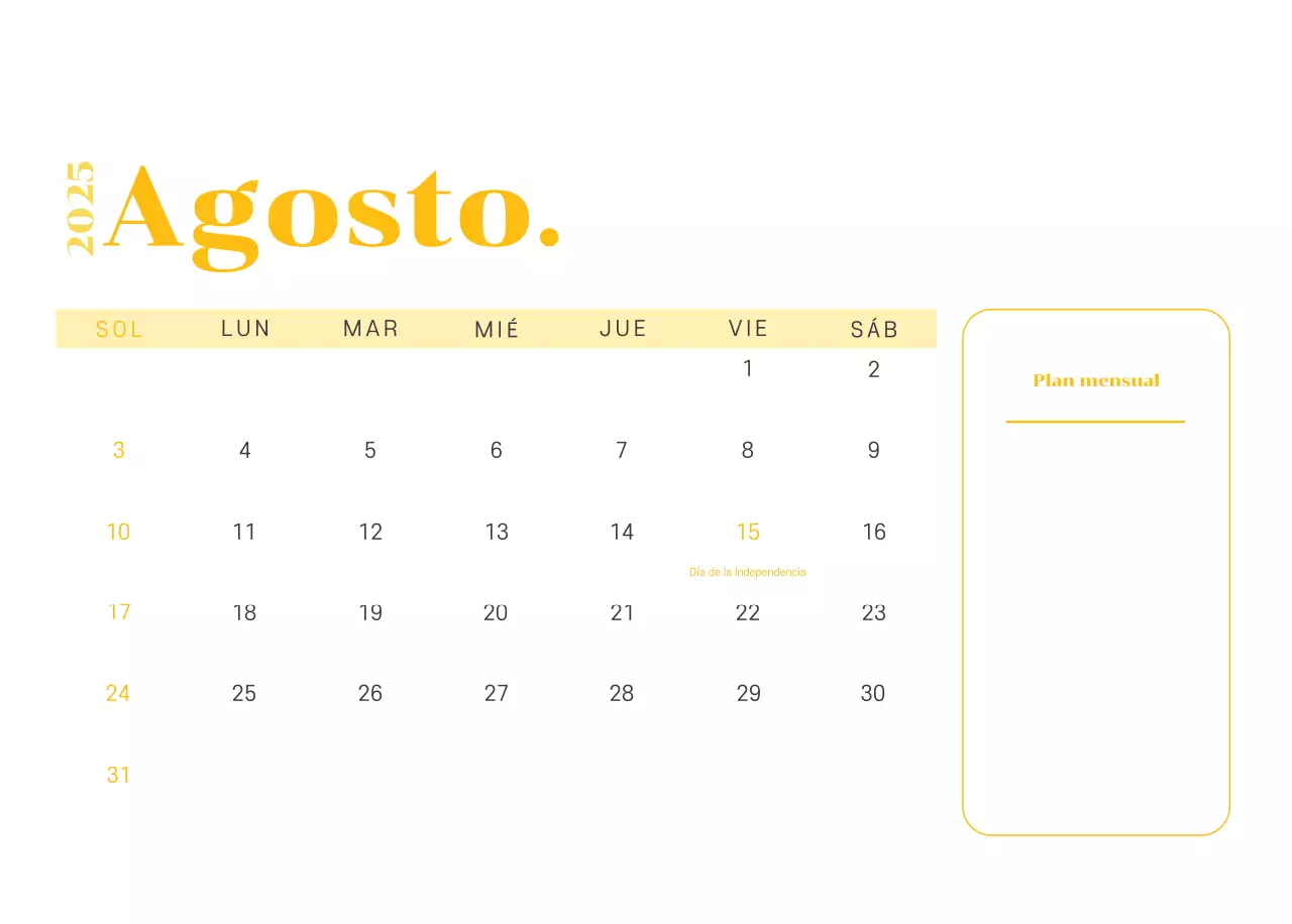 Calendario con ilustraciones juveniles sobre fondo amarillo verdoso