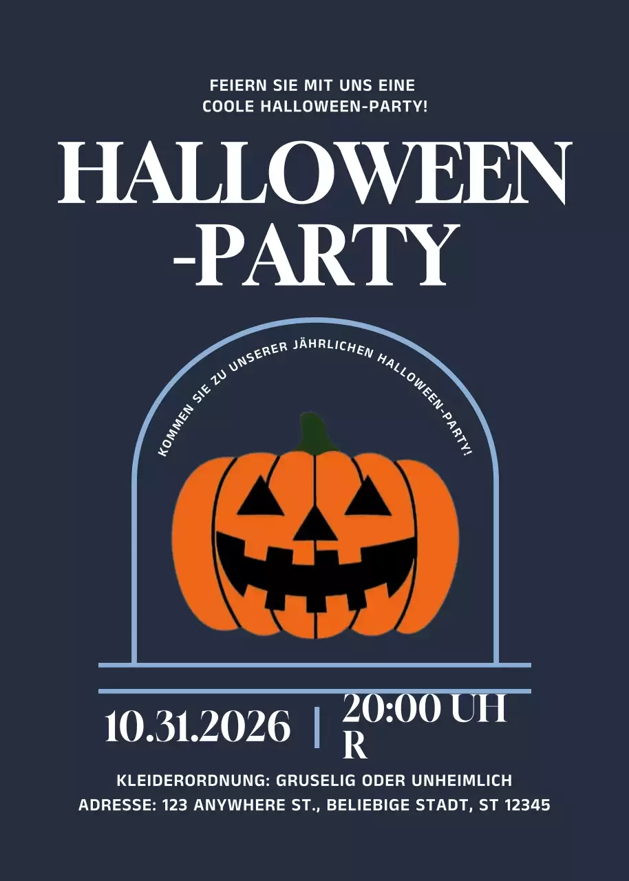 Marineblaue Retro-Halloween-Einladung