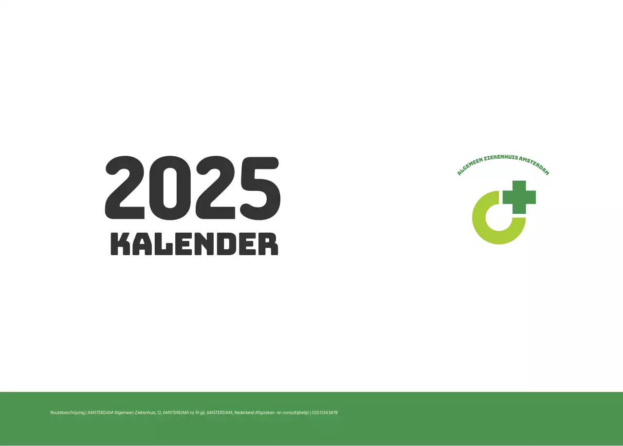 Een feestelijk ziekenhuis met illustraties met gezondheids- en gezinsthema's en kleurrijke accenten