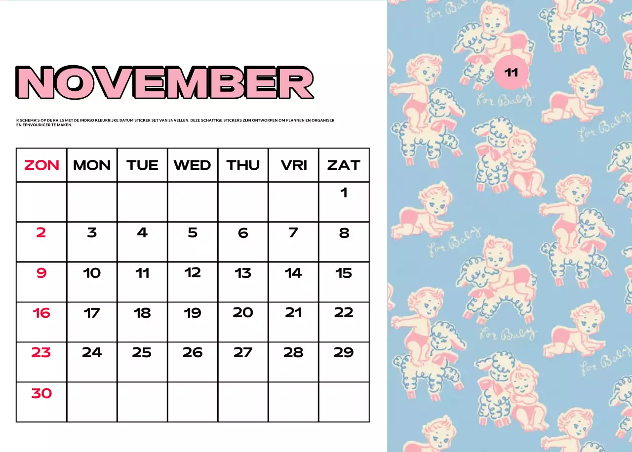 Kleurrijke kalenders met verschillende retro-illustraties