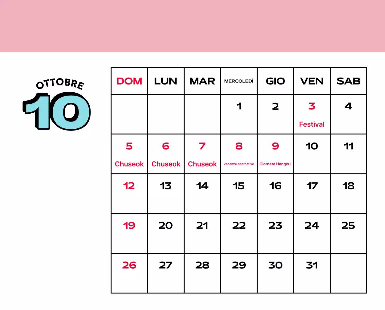 Calendari colorati con una varietà di illustrazioni retrò