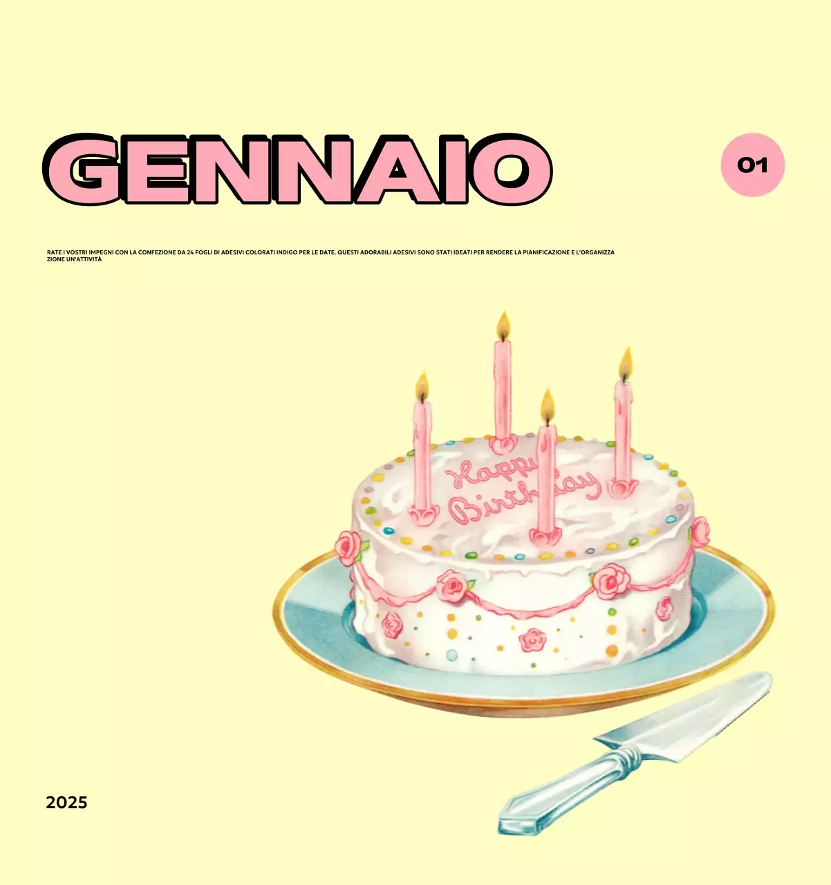 Calendari colorati con una varietà di illustrazioni retrò