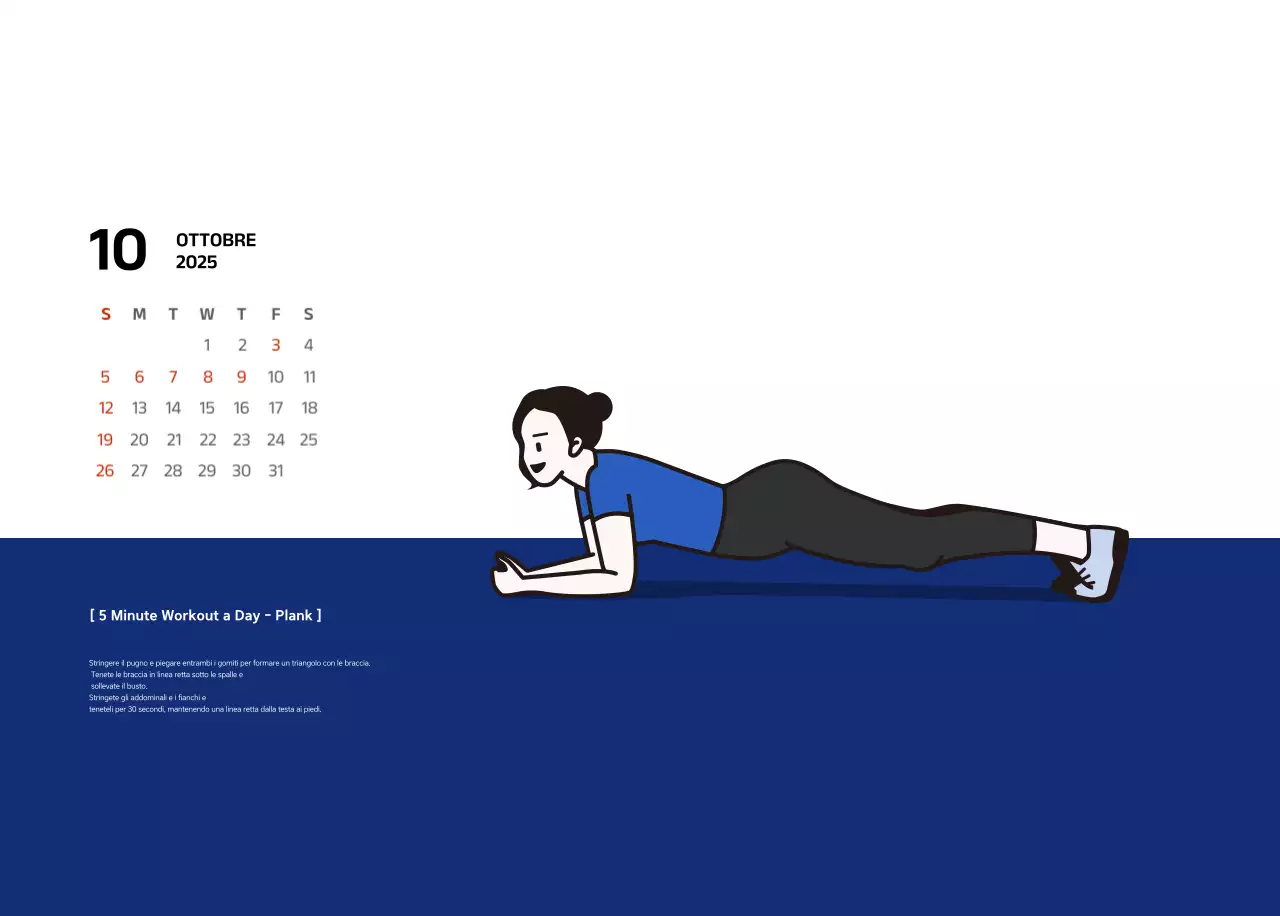 Calendario semplice con illustrazioni blu e pulite