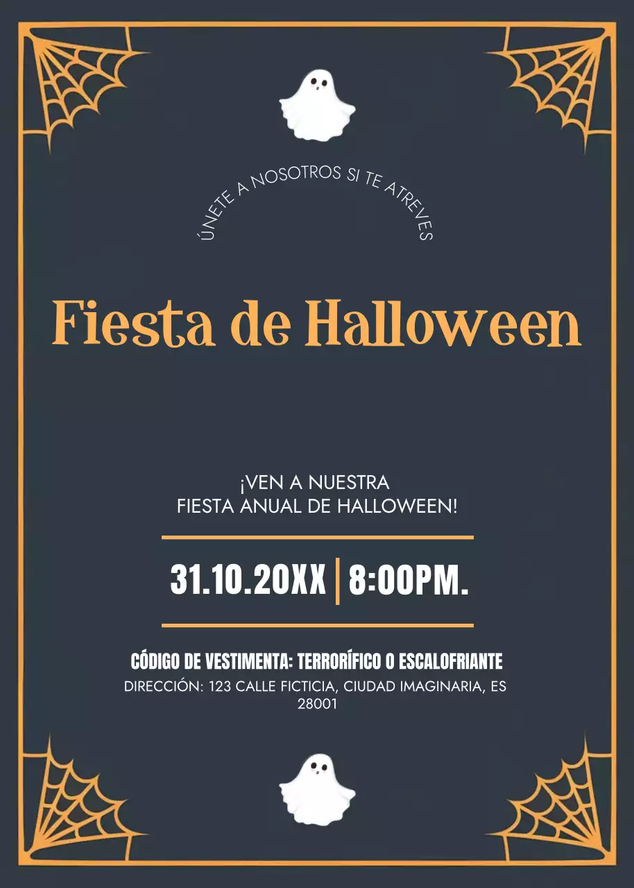 invitación retro negra de Halloween