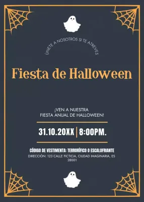 invitación retro negra de Halloween