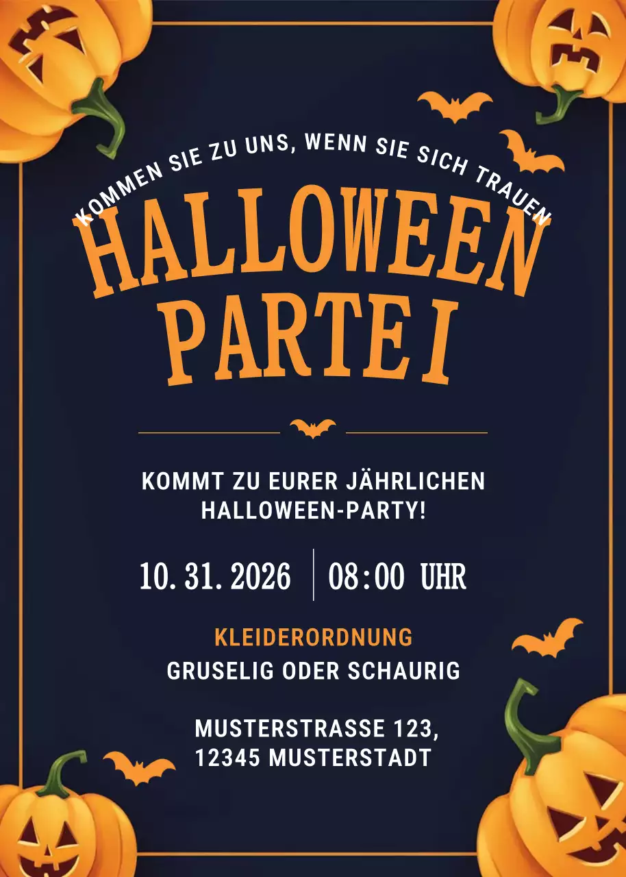 Marineblaue Retro-Halloween-Einladung
