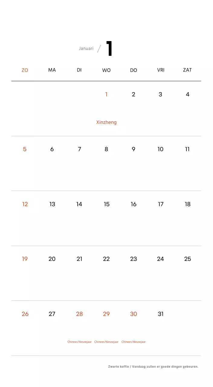 Eenvoudige bureaukalender met koffiefoto's voor cafés in witte tinten