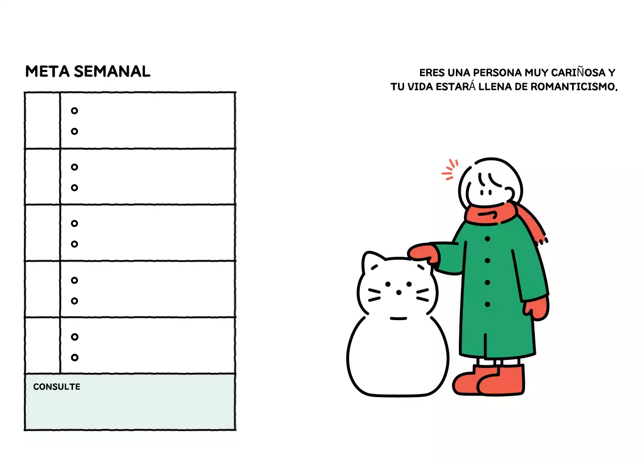 Calendario ilustrado con un bonito estilo de líneas