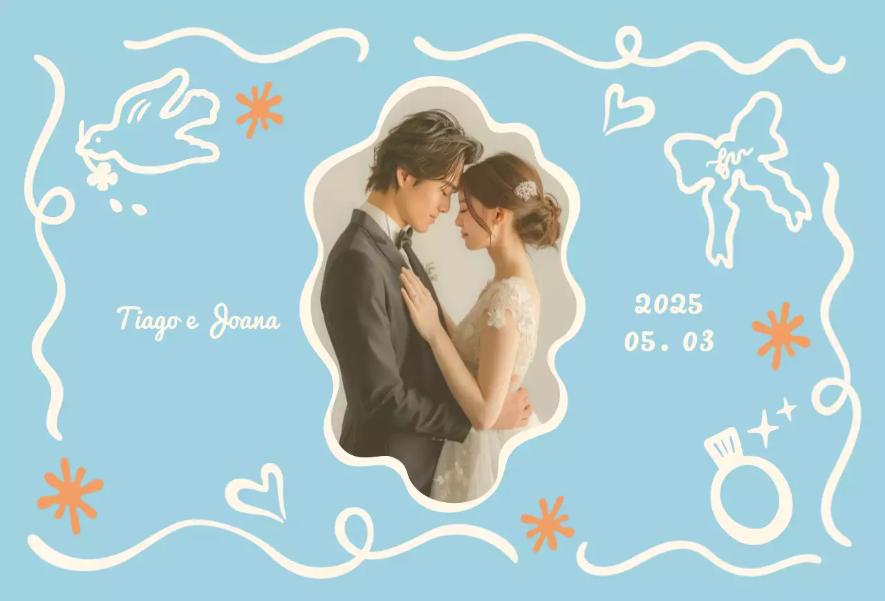 Convite de casamento giro em azul claro