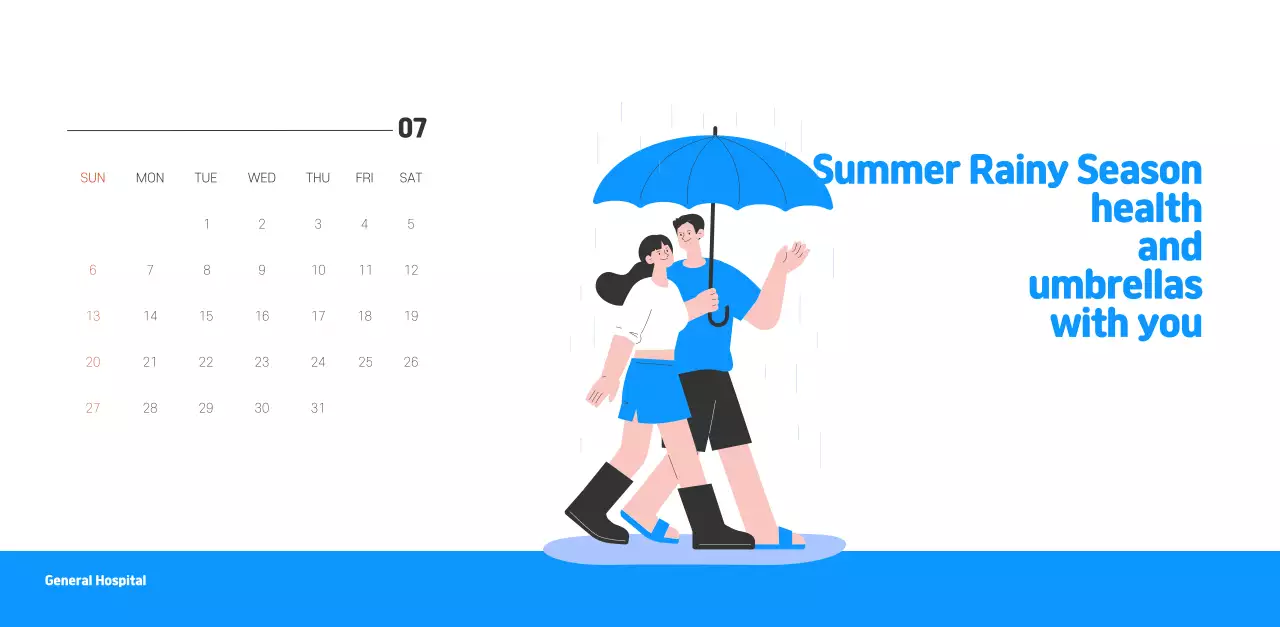 A holiday hospital with health and family themed illustrations and colorful accents