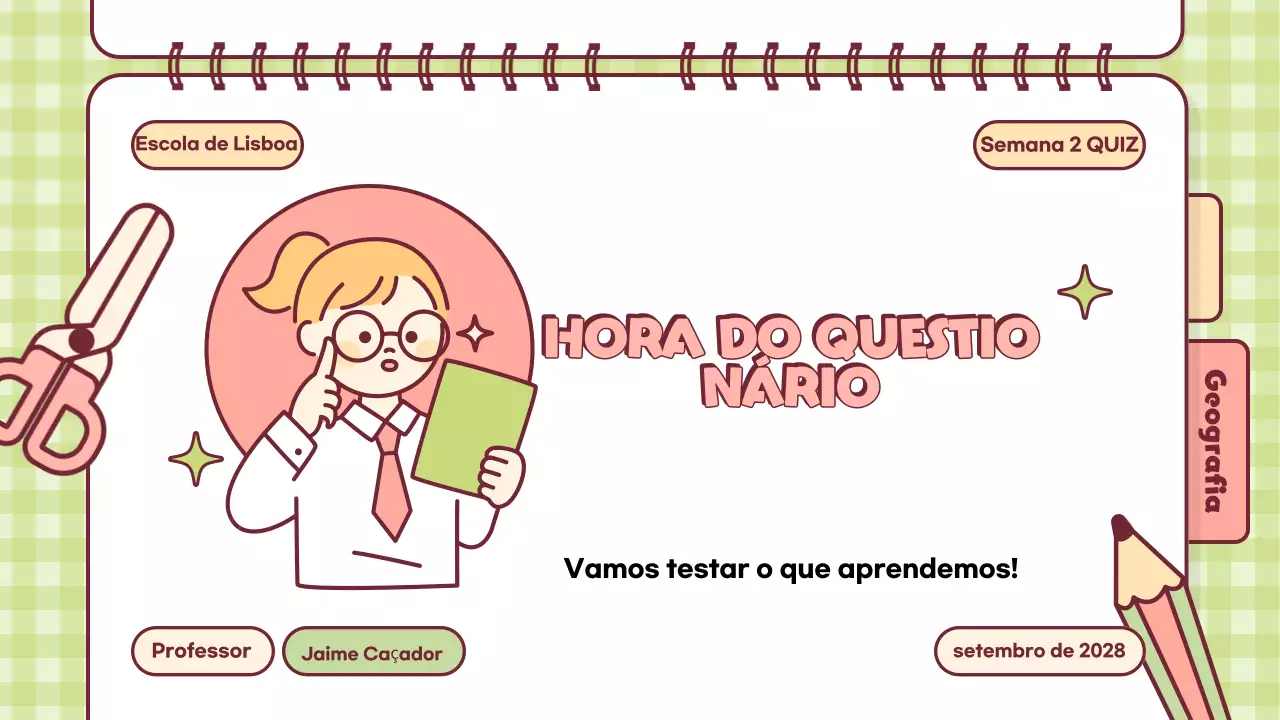 Pink Playful Quiz Time Apresentação da aula