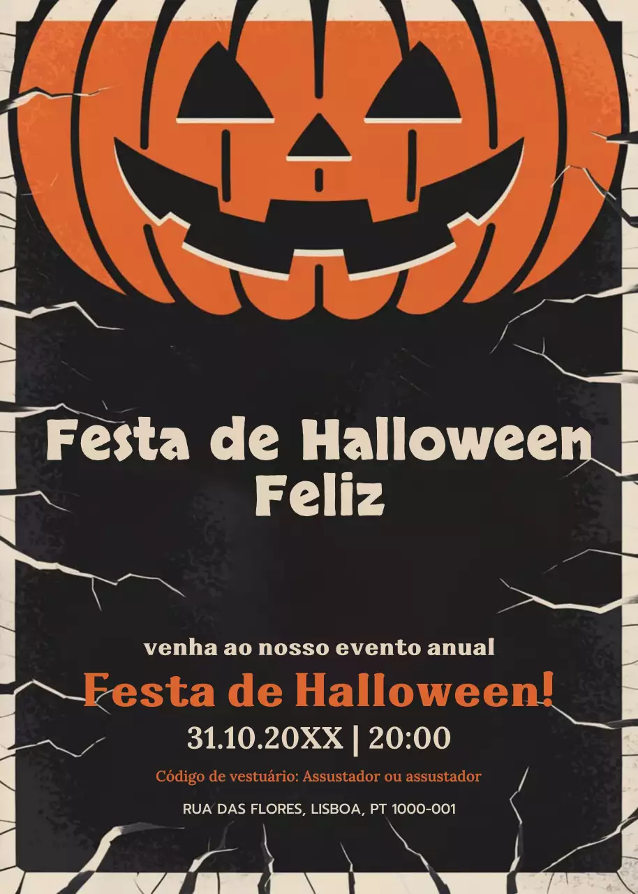 convite de Halloween retro laranja