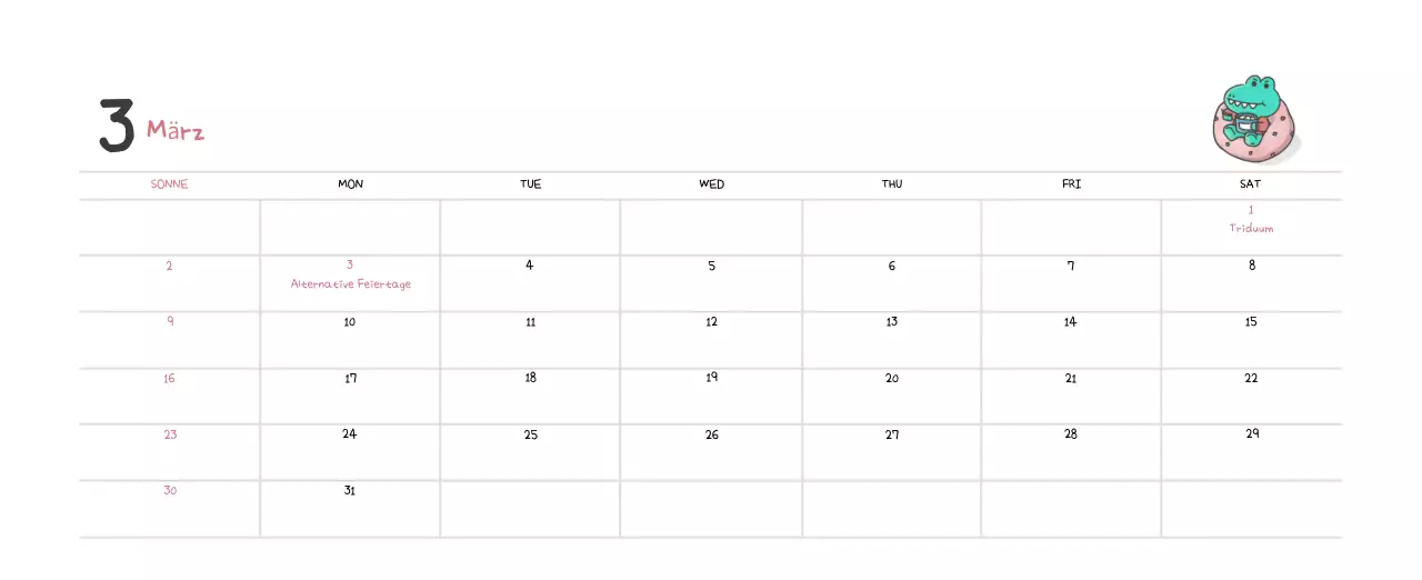 Ein Kalender mit einem niedlichen Ago-Illustrationskonzept