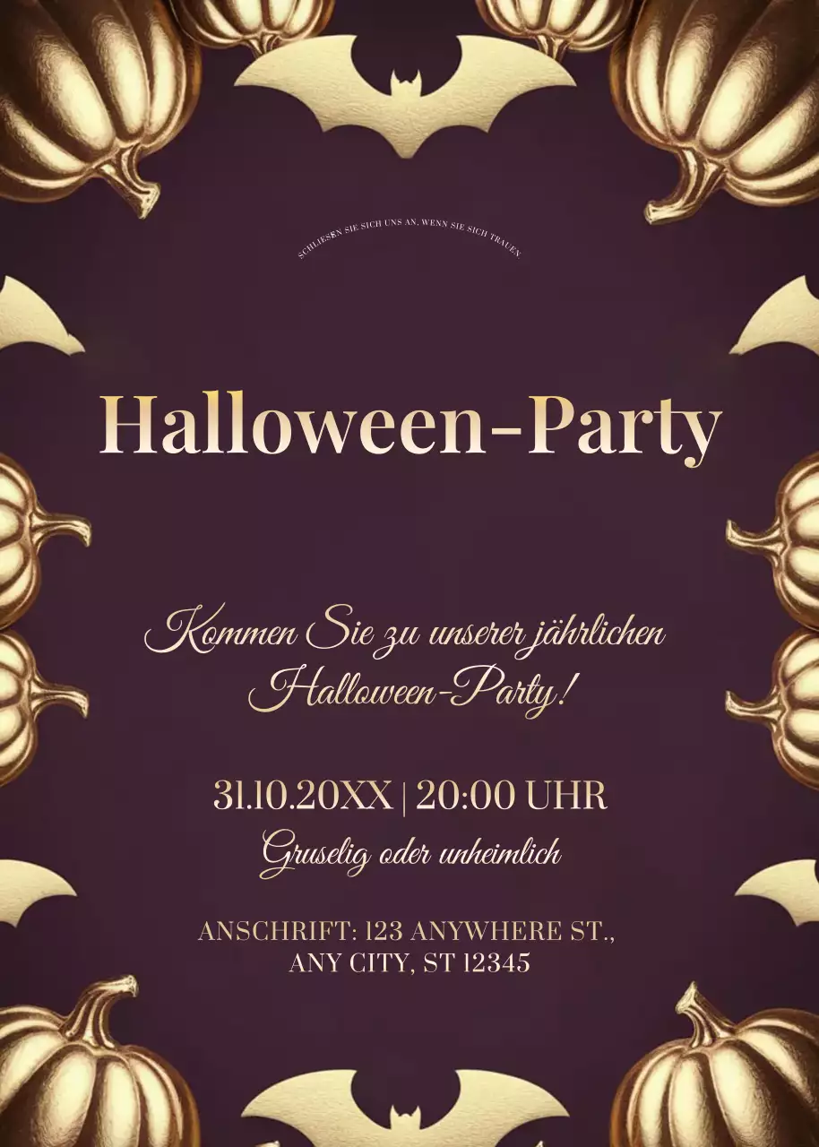 goldene Vintage-Halloween-Einladung