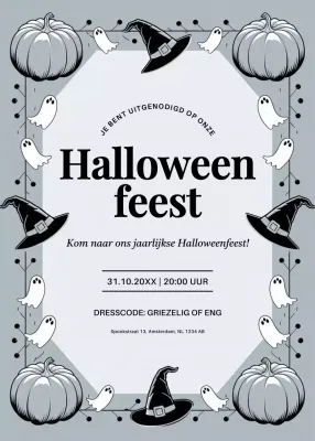 grijze vintage Halloween uitnodiging