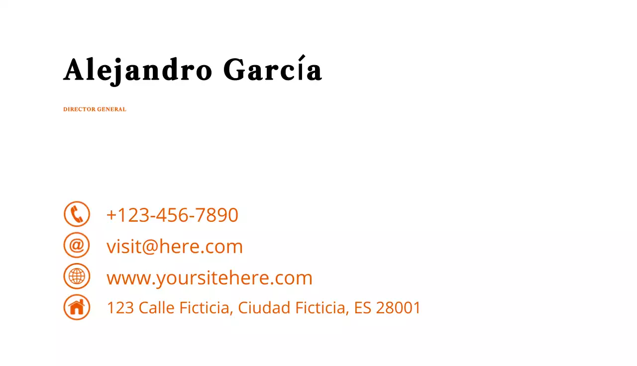tarjeta de visita profesional naranja