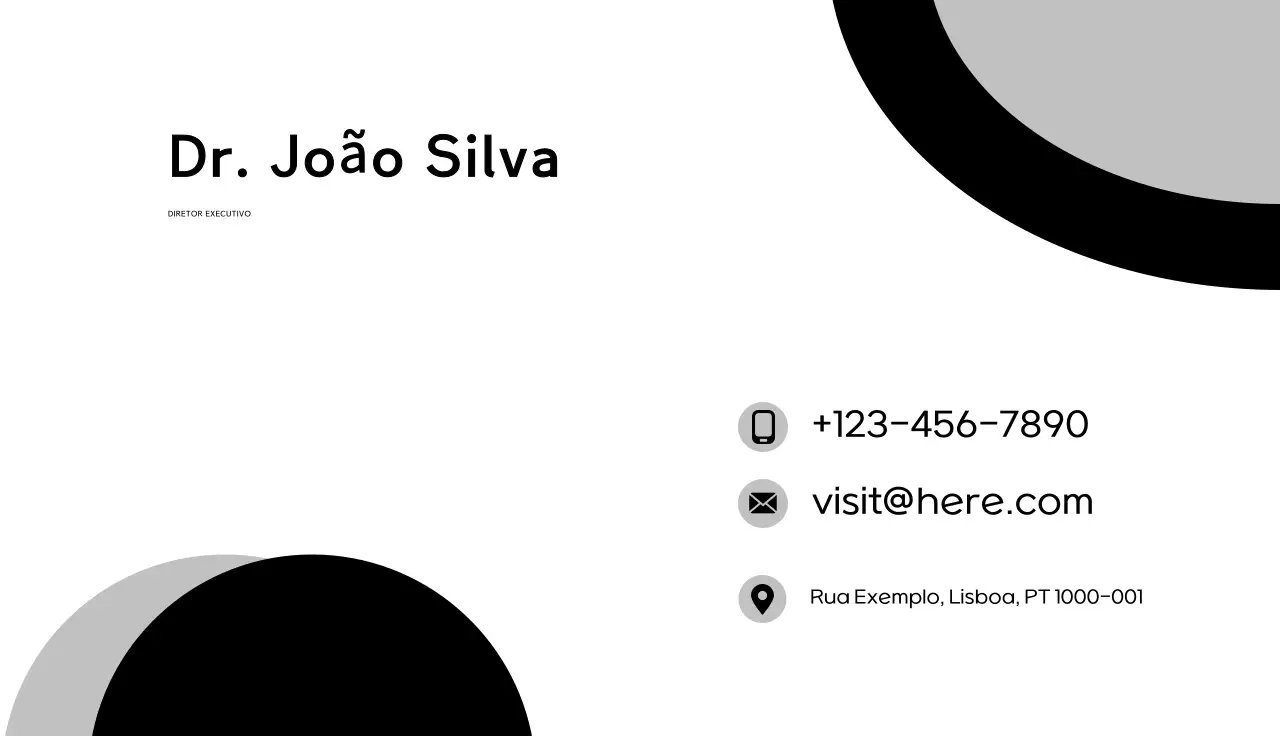 cartão de visita minimalista preto