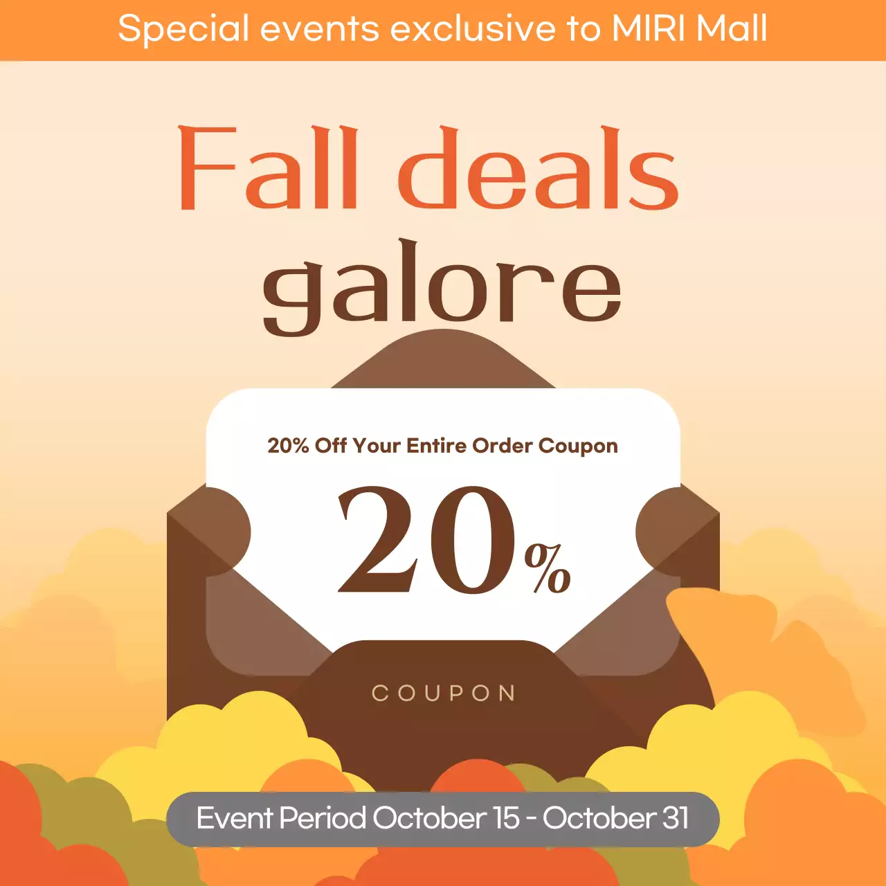 Carrossel de promoção de outono da moda laranja no Instagram