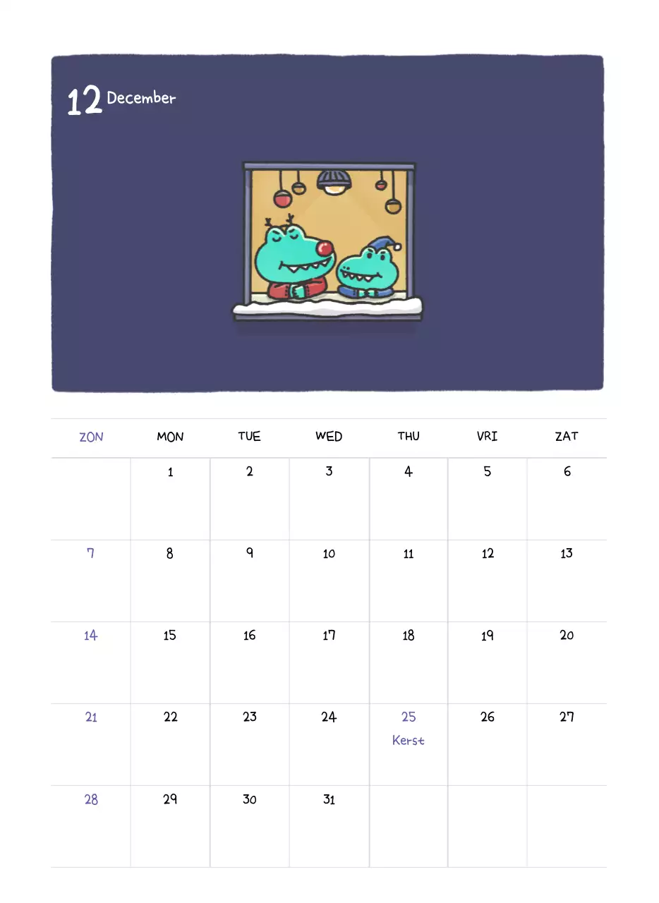 Een kalender met een schattig Ago-illustratieconcept
