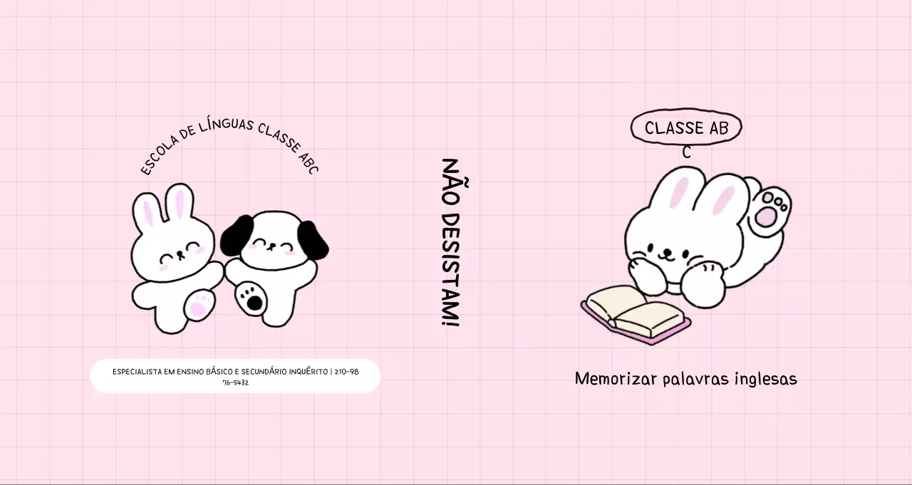 Anúncio de escola cor-de-rosa e acolhedor