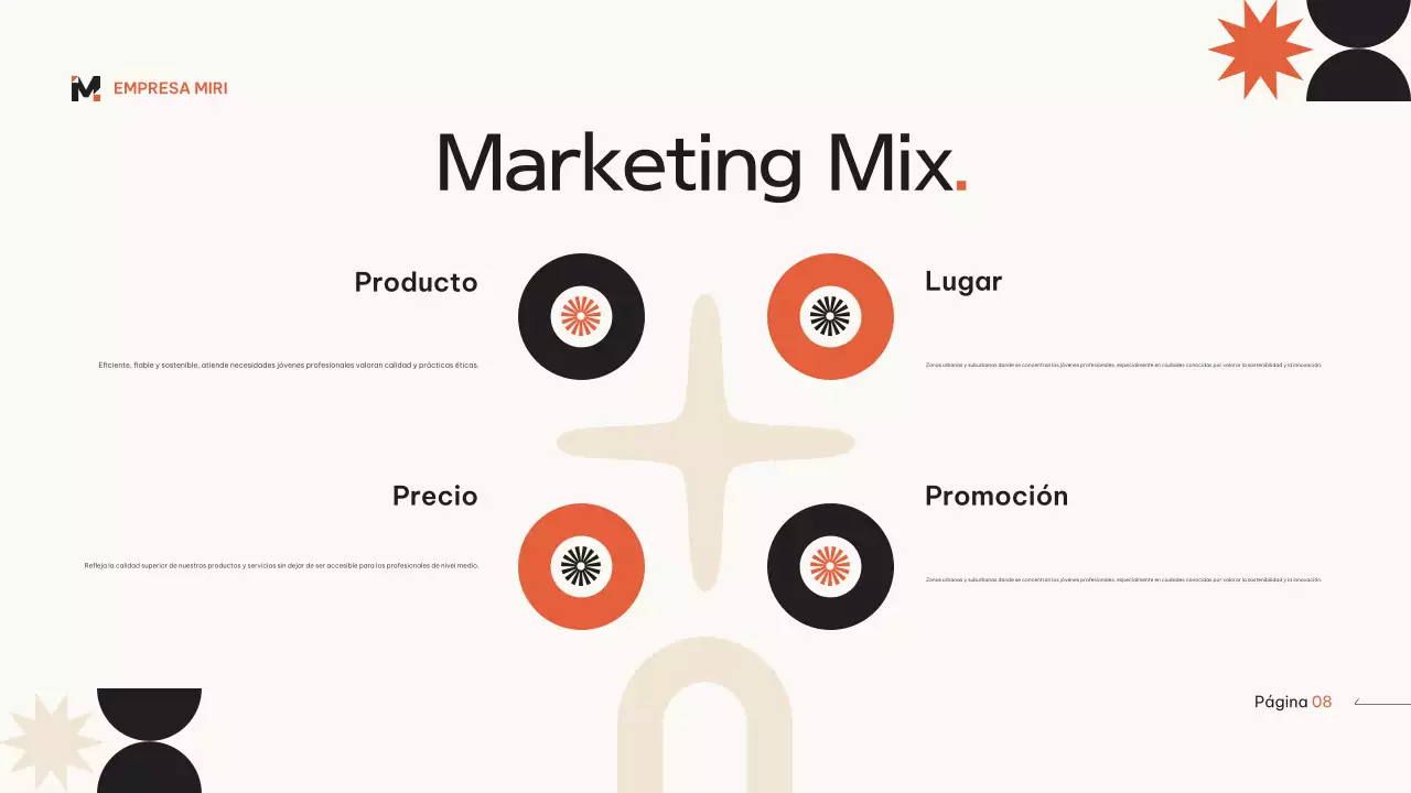 Naranja beige moderno plan de marketing geométrico