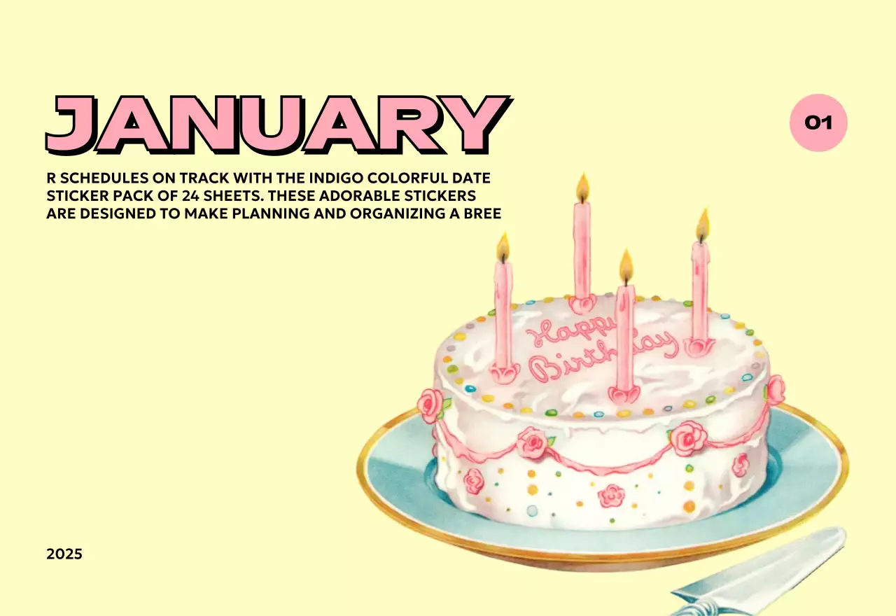 様々なレトロなイラストが描かれたカラフルなカレンダーカレンダー